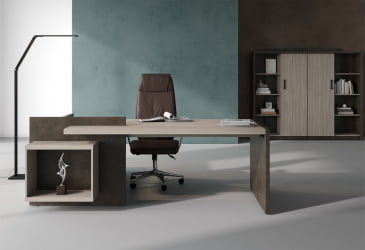 Кабинет руководителя WOOD&STONE №01 Бетон Чикаго темный Дрифтвуд