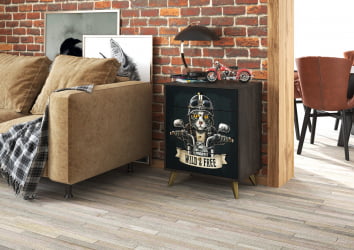 Комод Фьюжн КМ-001 АРТ Угольный камень/BIKER CAT