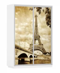 Шкаф-купе двухдверный Экспресс Дуо 1600х2400h Париж/Белый снег