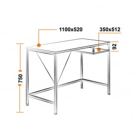 Стеклянный компьютерный стол WRX-11 стекло матовое, ножки серые