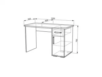 Компьютерный стол с ящиками Лайт-1 модуль 02 Дуб сонома/Белый