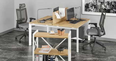 Стол рабочий LOFT VR.L-SRZ-1.7 Металл белый Тиквуд светлый