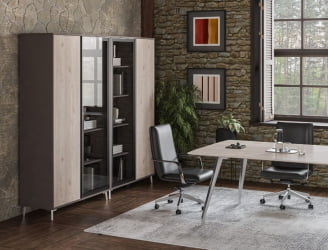 Шкаф высокий комбинированый Sirio SR.314.WF.DN.GLB Вольфрам Дуб Тоскана