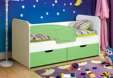 Кровать детская Винни-Пух  800*1800 Белый/Зеленый матовый