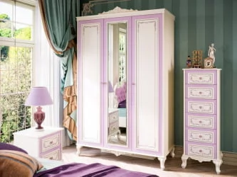 Комплект мебели для спальни Маркиза №6 Алебастр Сиреневый