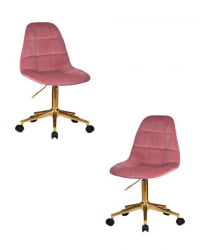 Офисное кресло для персонала DOBRIN MONTY GOLD (розовый велюр (MJ9-32)) 2 шт