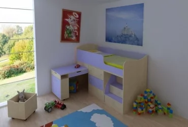 Кровать чердак Малыш Дуб/Ирис