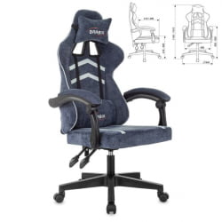 Кресло компьютерное BRABIX Shooter GM-123, 2 подушки, ткань, синее/серое