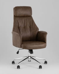 Кресло офисное ТопЧаирс Неома коричневый экокожа / TopChairs Neoma