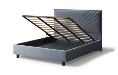 Кровать МИРА 2000*1400мм (на опорах), велюр Бренди лайт 28 (серый), (б/основания, б/матраса)