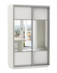 Шкаф-купе со стеклом Экспресс Дуо Комби 1400х2200h Белый снег