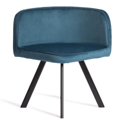 Комплект (стол, 4 стула) QUADRON (mod. PT14) Стол: МДФ/металл, стул: металл/велюр, 100х100х73 см, 69х56х71 см, Blue (синий) HLR62/черный