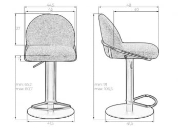 Стул барный DOBRIN OLIVER (серая ткань (FLY1347-17)) 2 шт