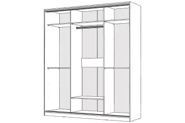 Белый шкаф-купе с зеркалом Виктория 1800х584х2300, Белый 18ДЗЗЗДЗЗЗ-Б 310-544