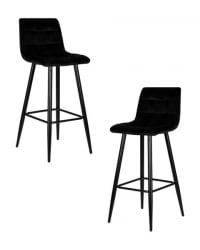 Стул барный DOBRIN NICOLE (черные матовые ножки, черный велюр (108-77)) 2 шт