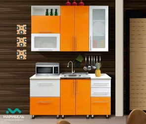 Кухонный гарнитур «Мыло 224» 1,6 м Чёрный металлик/Белый металлк