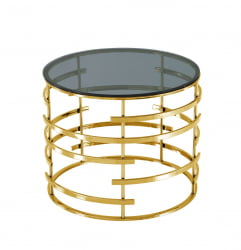 Круглый стол из стекла Инфлюэнс 60*60 стекло smoke сталь Золото