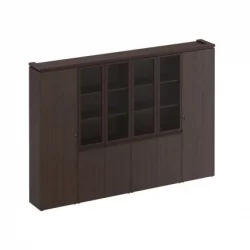 Шкаф комбинированный (для документов узкий + со стеклом 2 шт. + для одежды узкий) MARK МК 390 Дуб валенсия