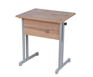 Парта одноместная прямые углы (рост 3-7) Клен Танзау/Металл Серый