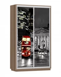 Шкаф-купе со стеклом Экспресс Дуо 1200х2200h Лондон/Ясень шимо тёмный