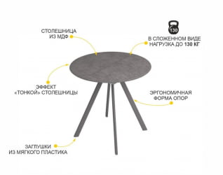 Раздвижной овальный стол Орфей 50 (02) Бетон темный