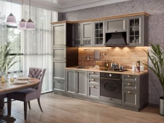 Тумба кухонная 200 бутылочница Амели-3 ЛД 299.100.000.014 Черный Оникс серый