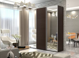 Шкаф-купе трехдверный Прайм 2100 Зеркало/ДСП/Зеркало Венге