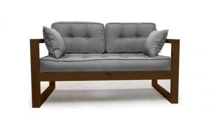 Диван двухместный DEmoku Д-2 серебристо-серый_темный дуб