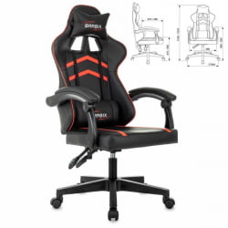 Геймерское кресло BRABIX Shooter GM-123, 2 подушки, экокожа, черное/красное