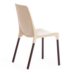 Стул GENIUS (mod 75) металл/пластик, 46x56x84cм, бежевый/коричневые ножки