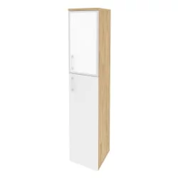 Шкаф высокий узкий правый ONIX O.SU-1.7R(R) white Тиквуд Светлый/Белый