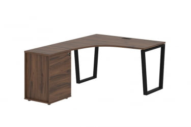 Стол эргономичный с тумбой левый EDIS EVCET 1318 L Дуб Денвер темный Черный