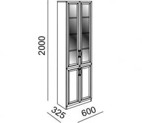 Шкаф для гостиной со стеклянными дверьми Остин Библиотека Модуль №5 Ясень шимо светлый/белый