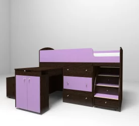 Кровать чердак Малыш Венге/Ирис