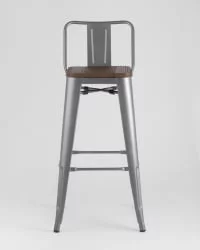 Стул барный Tolix Wood 75.5  со спинкой Серебристый