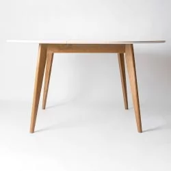 Круглый раздвижной стол Орион Plus 100x100 Морилка Орех Эмаль белая