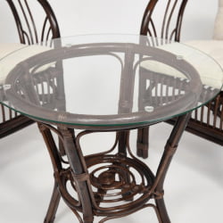 ТЕРРАСНЫЙ КОМПЛЕКТ NEW BOGOTA (2 кресла + стол) /с подушками/ ротанг, кресло 61х67х78,5 см, диаметр стола 50см, walnut (грецкий орех)