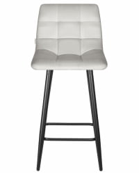 Стул полубарный DOBRIN OLIVIA (черные матовые ножки, светло-серый велюр (108-52))