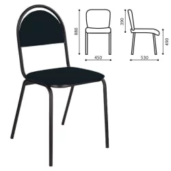 Офисный стул РС00М черный каркас кожзам Черный