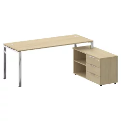 Стол рабочий руководителя с опорной тумбой левый METAL SYSTEM DIRECT БГ.СРТ-5.7 Пр Акация Лорка