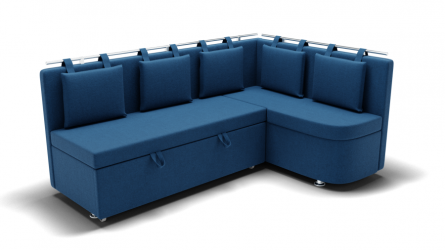 Кухонный диван Париж-2 без спального места угол левый/правый (ЗР) Цвет фасада: Синий; Тип: Левый/правый; Материал фасада: Металл/Велюр