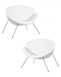 Кресло дизайнерское DOBRIN EMILY (белый винил YP17, хромированная сталь) 2 шт