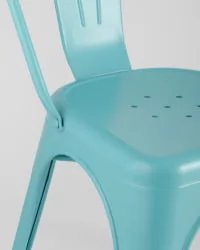 Стул TOLIX с высокой спинкой Голубой матовый