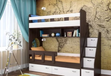 Кровать Юниор 1 (Бодего/Белое дерево)