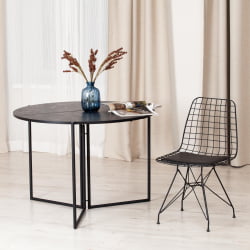 Раскладной стол YOOP (mod. 1202) ЛДСП+меламин/металл, 100 х 100 х 72 см, черный мрамор/черный