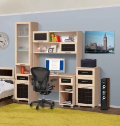 Тумба детская МДФ Уголок школьника Дуб беленый Туя светлая