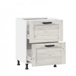 Тумба кухонная 600 с 2 ящиками ЛЮКС (4) Тип 1 Винченца ЛД 234.900.000.021 Белый Дуб Крафт белый