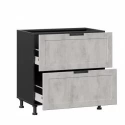 Тумба кухонная 800 с 2 ящиками ЛЮКС (4) Джамис ЛД 296.920.000.081 Черный Белый камень