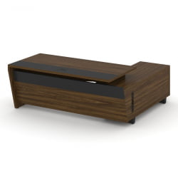 Стол руководителя с опорной тумбой, левый Corner COR.SRT-20(L) Орех Лоренцо Графит