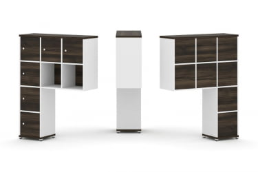 Надставка на стол высокая односторонняя + задняя стенка (8 шт.) + распашной фасад (6 шт.) CONCEPT CN.ONV-009 Дуб Мали Белый бриллиант Белый металл